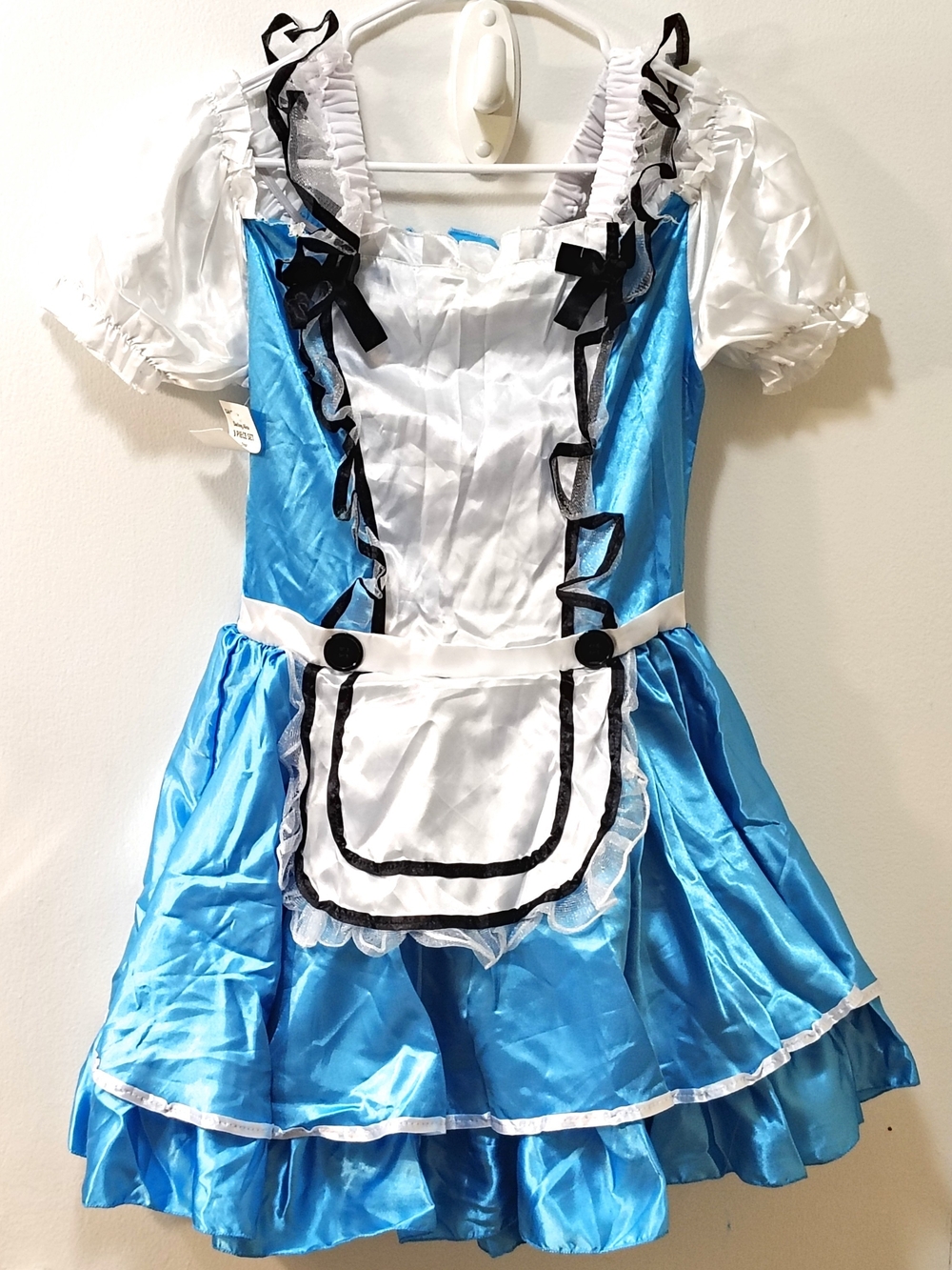 Alice in Wonderland Costume Girls Dress Size M (8-10) blue and white polyester